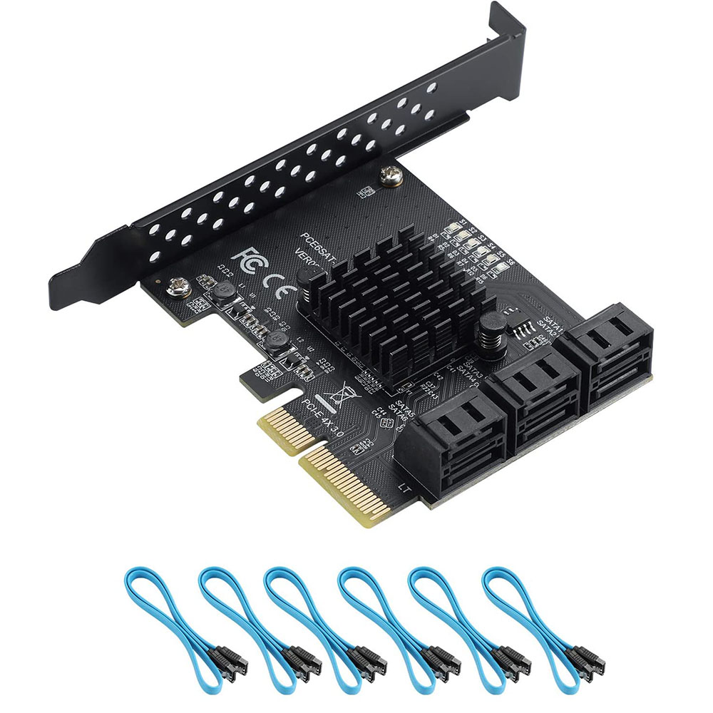Pcie Riser Cable - PCIe 4X 1X SATA Card 6