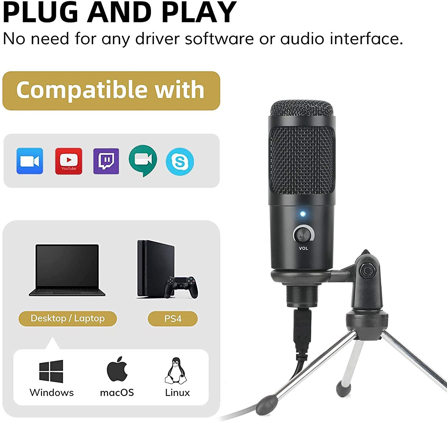 USB Condenser Microphone Recor - Pc Gaming Youtubers recension och pris