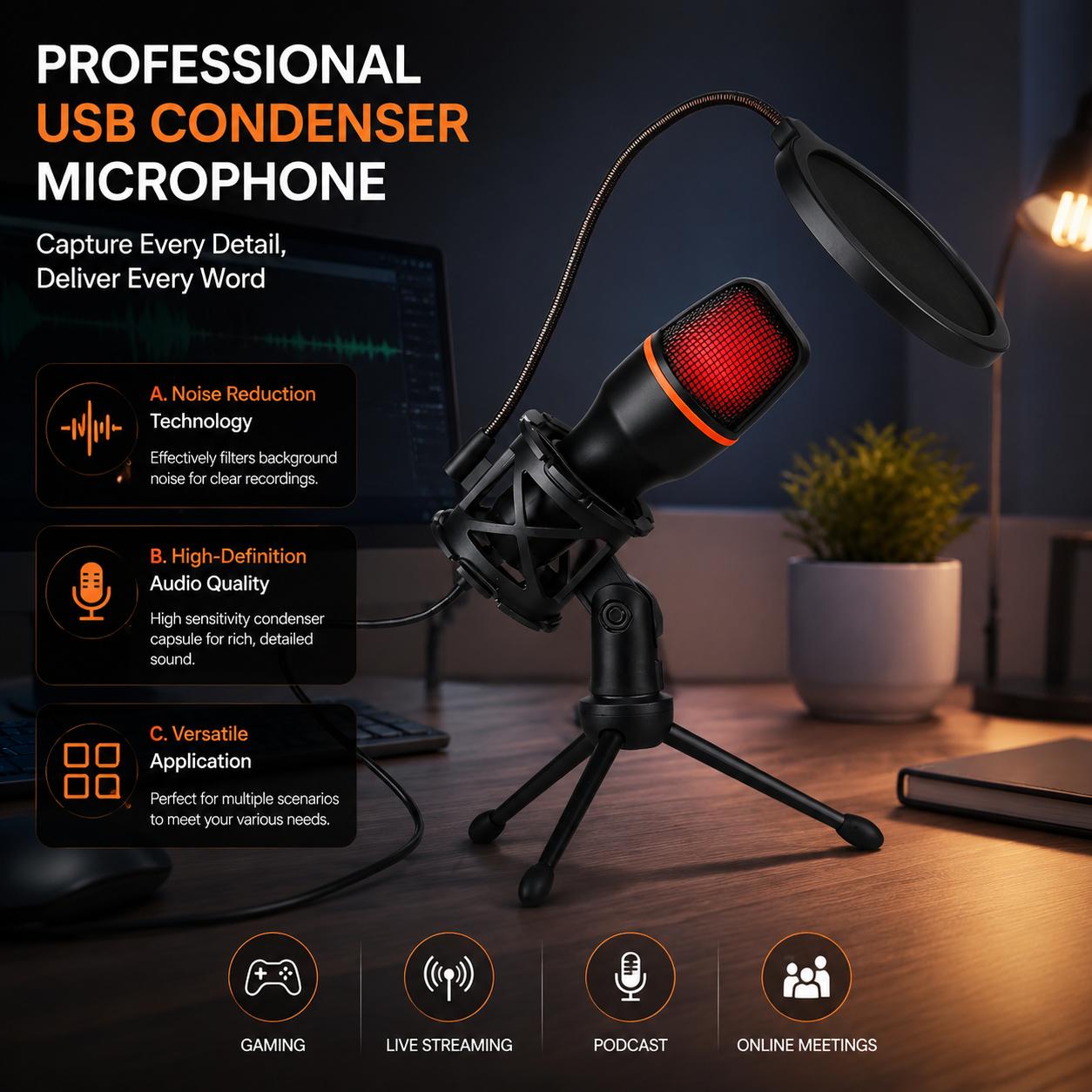 Professional Condenser Microph - Pc Gaming Youtubers recension och pris