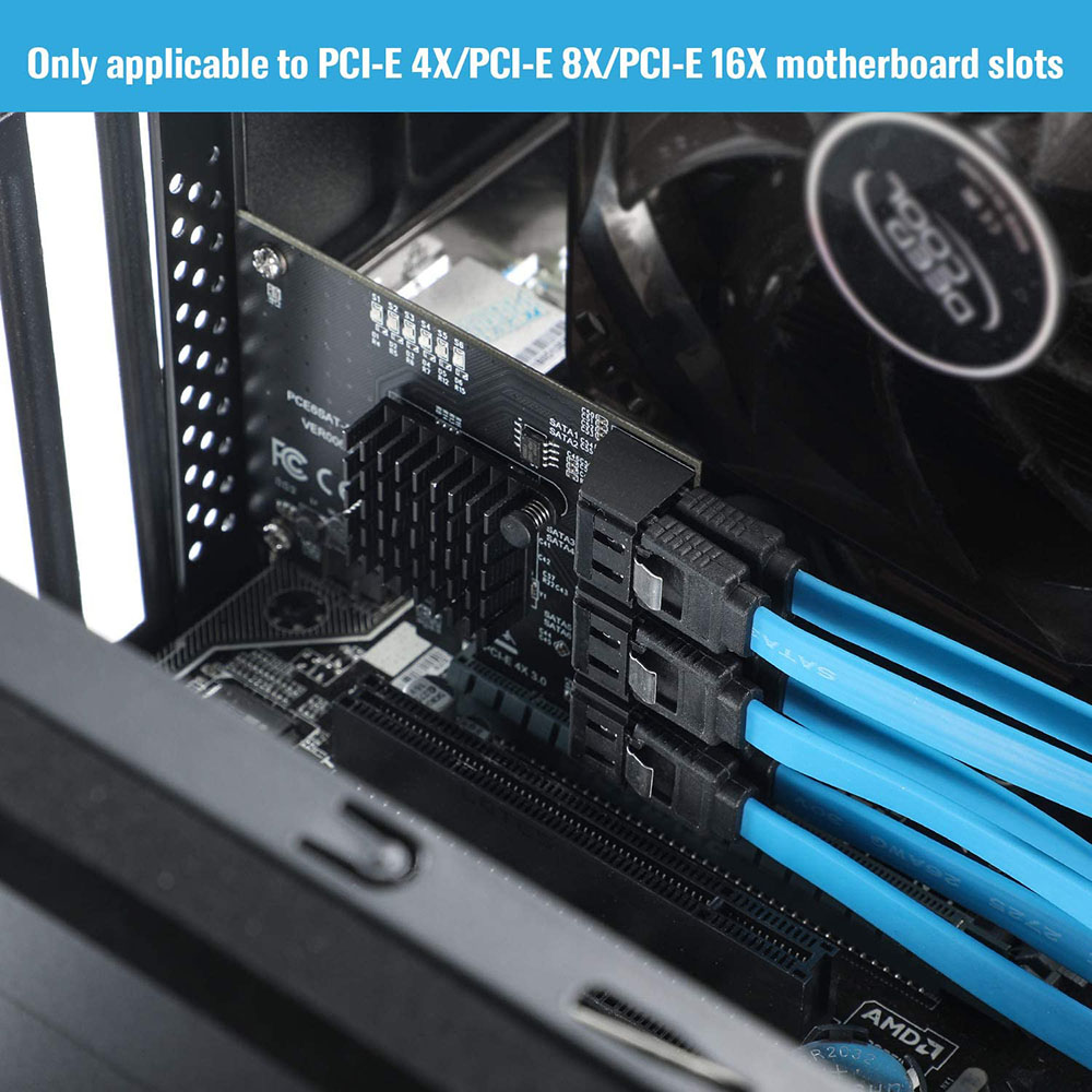 PCIe 4X 1X SATA Card 6 Ports,  - Pcie Riser Cable recension och pris
